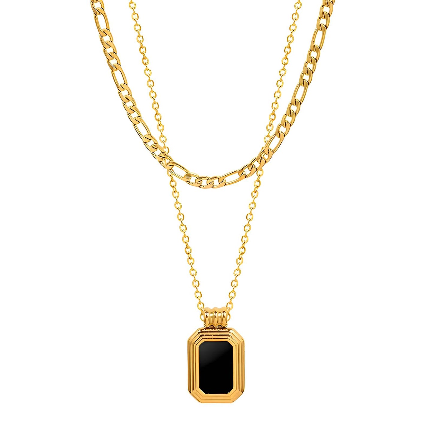 Classic rectangle pendant necklace + chain