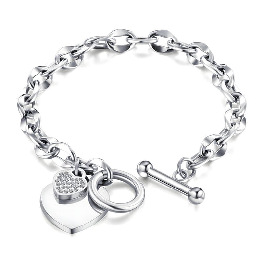 Thick chained heart bracelet